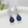 Flower Electroplated Water Droplets Small Fresh Horse Eye Zircon Earrings Silver Needle Light Luxury Bridal Stud Earrings Earrings Women Shine