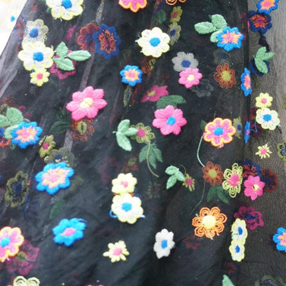 91*135 см вышитый цветной тюль кружевная ткань сетка своими руками свадебное платье цветочная вышитая тюль ткань