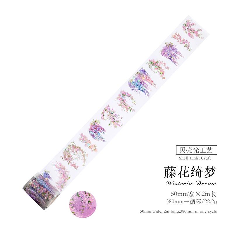 5*200cm Ice crystal lace Plant Flowers tape Stickers Creativity Adhesive Diy Diary Album Scrapbooking material Craft Supplies
