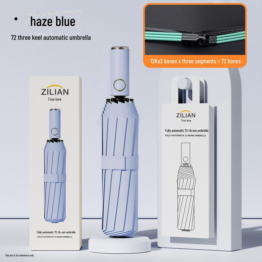 72-Bone Automatic Reverse Folding Umbrella - Oversized, Dual-use for Sun and Rain, Unisex