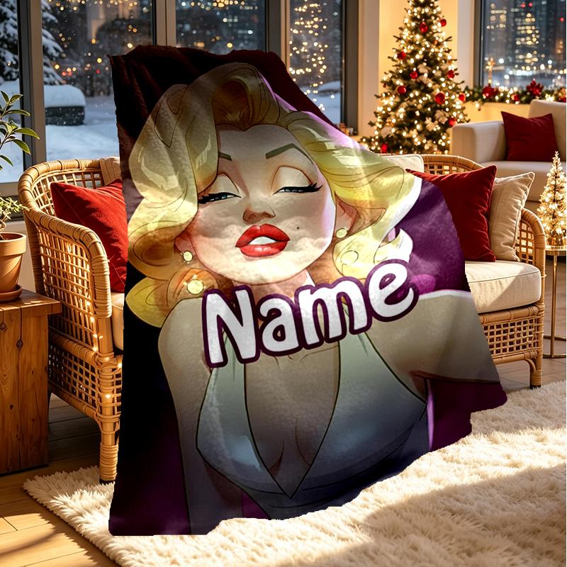 Custom Name Personalized Marilyn Monroe Print Blanket, Home Decor, Bedroom, Sofa, Camping, Couch, Gifts for Birthday Christmas