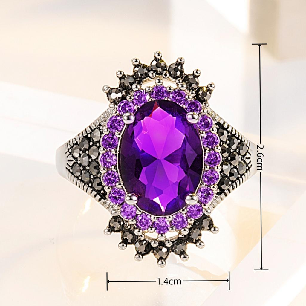 Luxury Vintage Ring Antique Gold Boho Gray Crystal Wedding Rings For Women Wedding Jewelery