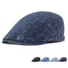 Spring Summer Solid Color Newsboy Caps Men Washed Denim Cotton Flat Peaked Cap Women Painter Beret Hats