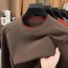 Мужская теплая футболка с длинным рукавом из двустороннего вельвета с круглым вырезом для осени/зимы