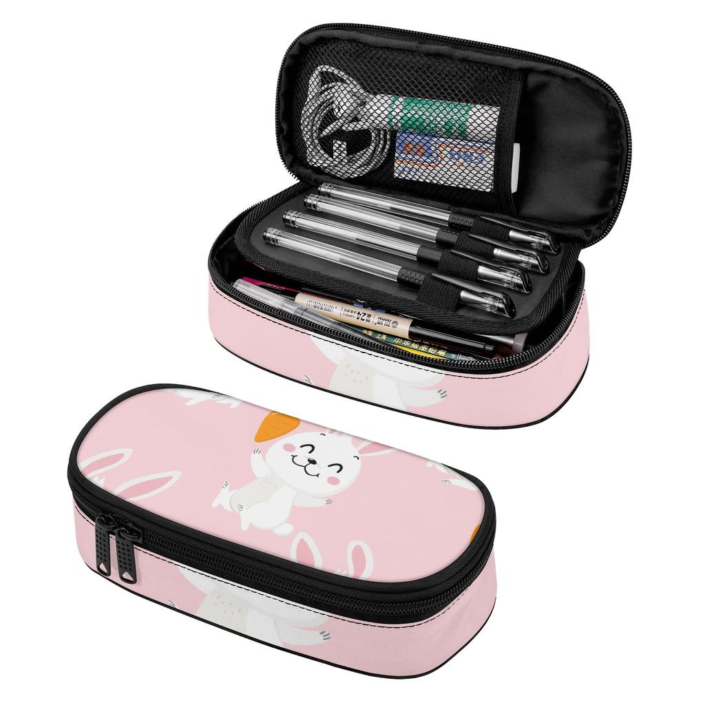School Pencil Case Neat Design Strong Polyester Fabric Smooth Zipper with Mesh Pocket Removable Divider and Pen Slots for Students