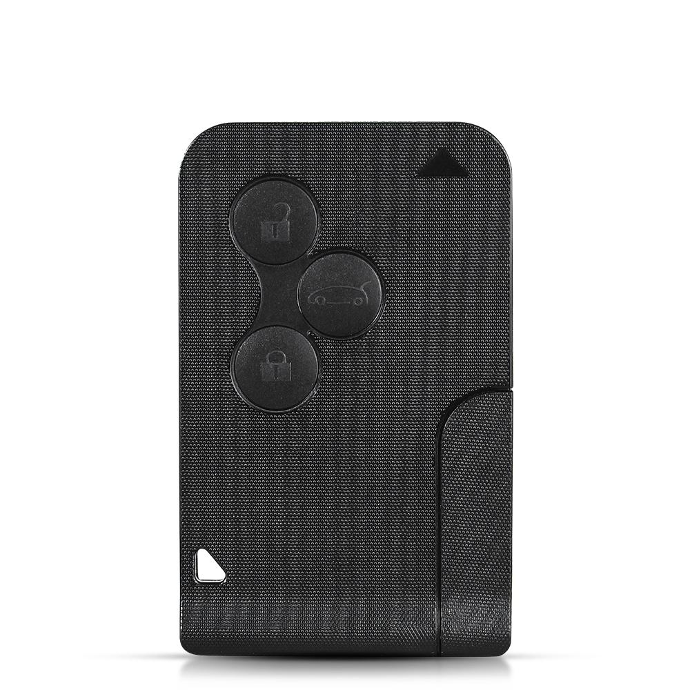 KEYYOU 3 Button Smart Card For Renault Clio Logan Megane 2 3 Koleos Scenic Card Case Black Car Key Fob Shell With Small Key