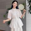 Shopping mall 1116 summer new women's clothing loose white sweet age-reducing cotton short-sleeved shirt 1111971