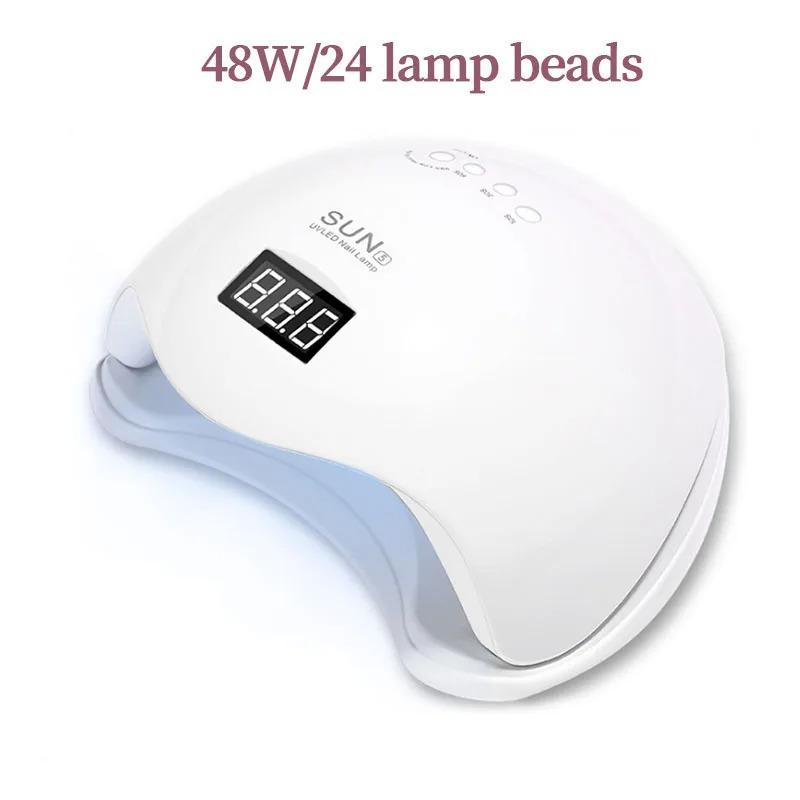 48W Professional LED UV Nail Lamp - 48W Fast-Drying for All Gel Types, Salon-Grade Nail Art Tools for Fingernails & Toenails