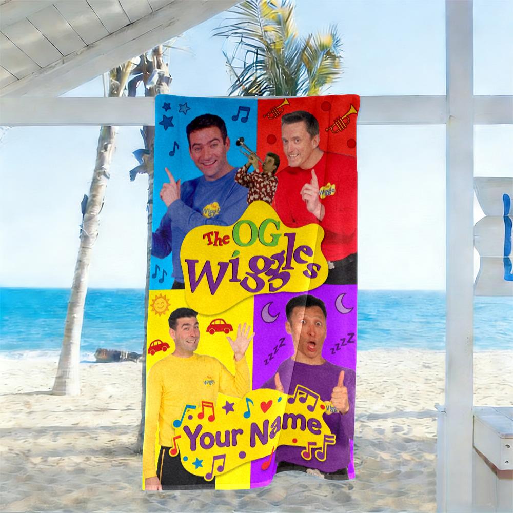 Wiggles Customize Text Beach Towel High Absorbency Quick-Dry Suitable for Swimming Gym Camping Yoga Vacation