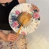 Exquisite Windmill Fan Bamboo Handle Hand Circular Fan Home Decor Folding Hand Fan  Lady