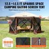 Pop Up Gazebo Tent Pop-Up Screen Tent 6 Sided Canopy Sun Shelter Brown