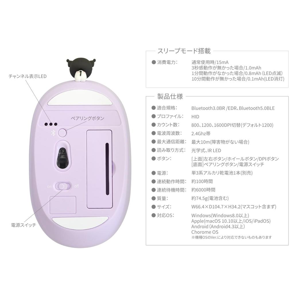Gourmandise Bluetooth-мышь с персонажами Sanrio Kuromi SANG-558KU