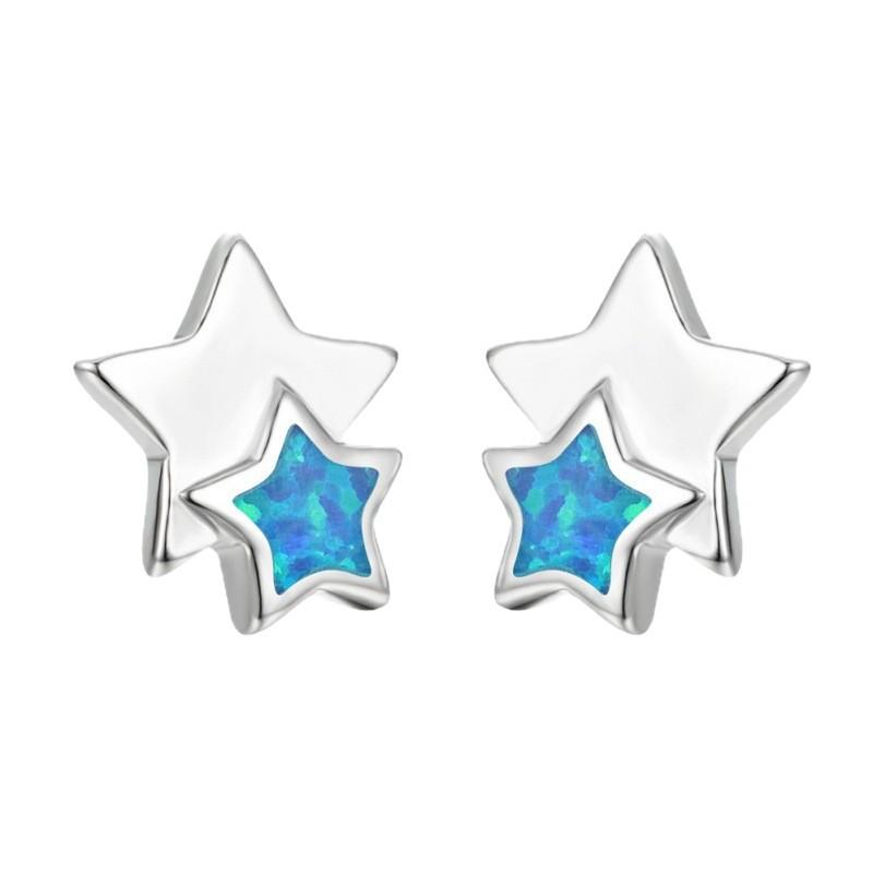 S простые серьги-гвоздики со звездой, инкрустированные пятиконечными звездами, нишевые, холодные