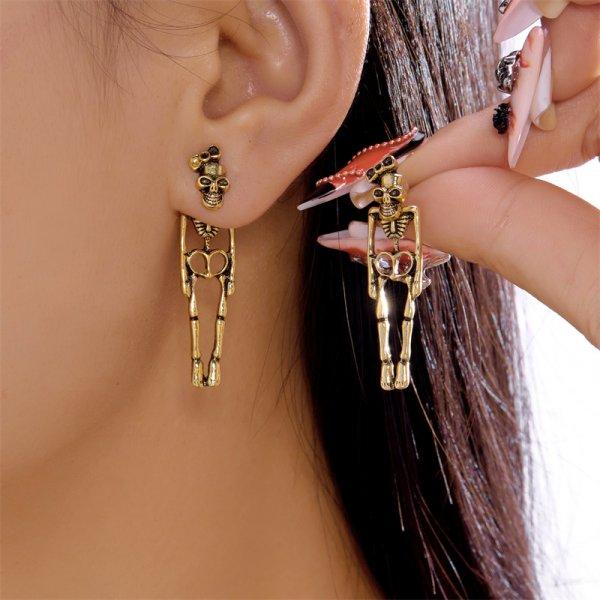 Halloween Skull Bridal Gothic Punk Skull Style Halloween Earrings For Women Punk Earrings Long Ear Drop Jewelry Gift