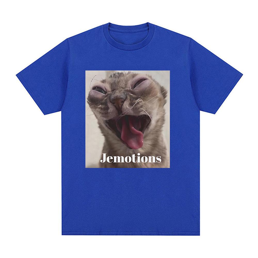 Jemotions Funny Cat Meme Graphic T-Shirt Unisex Women Harajuku High Quality Fashion T-shirts Casual 100% Cotton Oversized Tee Shirt