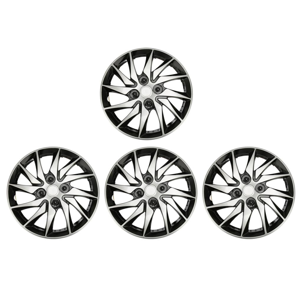 4 шт. колпака для обода колеса серебристо-черного цвета с высокой степенью защиты, стильные прочные 14-дюймовые колпаки для колес