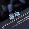 High-End Blue Moonstone Snowflake Stud Earrings, S925 Sterling Silver, Light Luxury Jewelry
