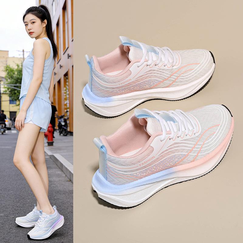 New women's shoes sneakers women's 2026 new spring fitness soft sole shock absorption lightweight student running shoes