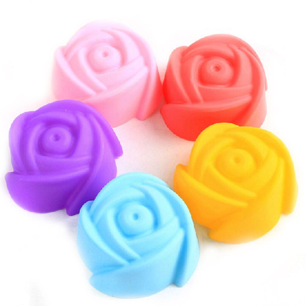 8pcs Kitchen Tools Jelly Muffin Silicone Baking Mould Rose Flower Cup Cake Mold Cookie