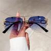 New Rimless Cheetah Decor Sunglasses Gradient UV400 Double Bridge Sun Glasses Shades for Women & Men Lunettes De Soleil Homme