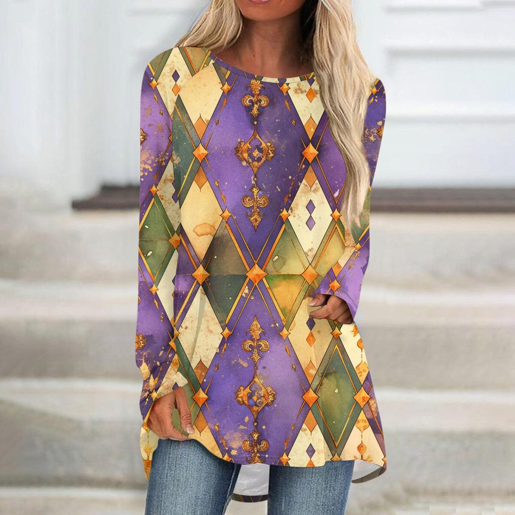 Женский модный пуловер с круглым вырезом, рукавами реглан и длинными рукавами, с карнавальным принтом, повседневный