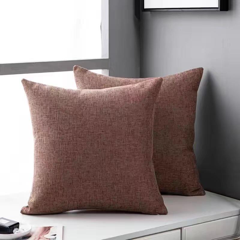 Modern Simple Style Linen Pillow Pure Color Elegant Office Bedside Cushion Cover Fabric Back Sofa