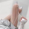 Diamond Pattern Lace Fishnet Stockings - Retro Hollow Design with Vertical Stripe Jacquard