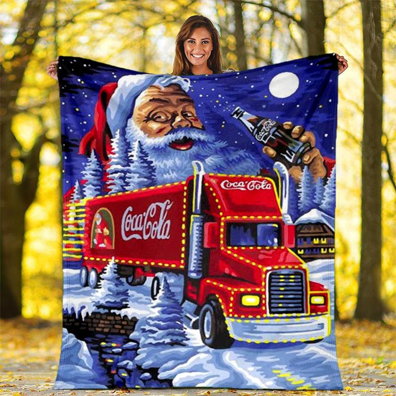 Christmas gift Halloween themed cola beverage Coca Cola blanket soft home furnishing nap decoration four seasons warm Sherpa blanket U6