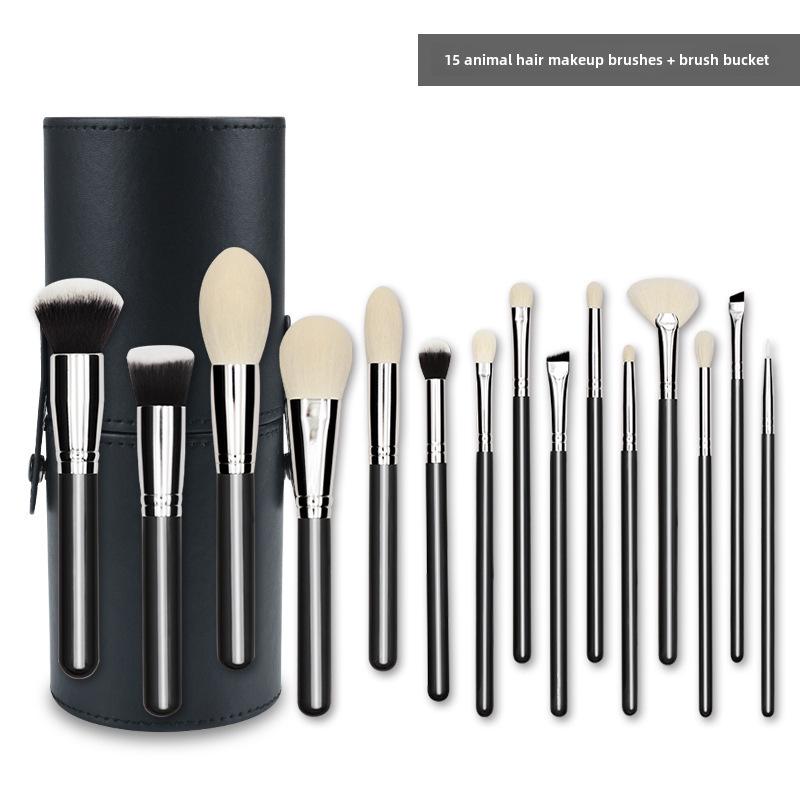 Набор из 15 профессиональных кистей для макияжа с шерстью животных для визажистов