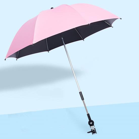 Baby Stroller Umbrella with Clamp UPF 50+ Sun UV Protection Adjustable Waterproof Windproof Universal Outdoor UV Blocking Pram Parasol