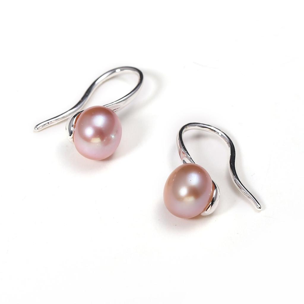 1 Pair Natural Freshwater Purple Pearls Ear Studs Earrings for Women Jewelry 20×6 Mm