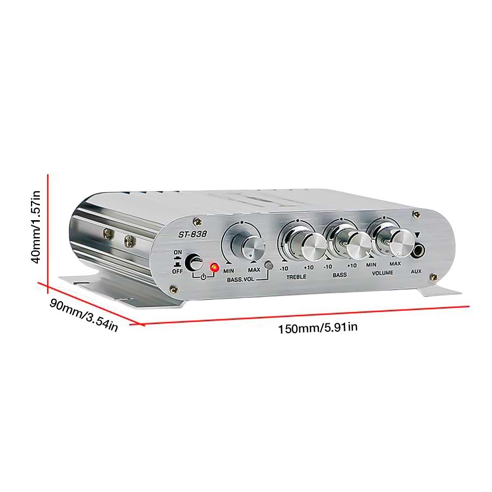 ST-838 Усилители для домашнего кинотеатра Стерео Басовый звук Автомобильный Домашний Усилитель Медиаплеер Усилитель сабвуфера Hi-Fi 2.1-канальный Усилитель мощности