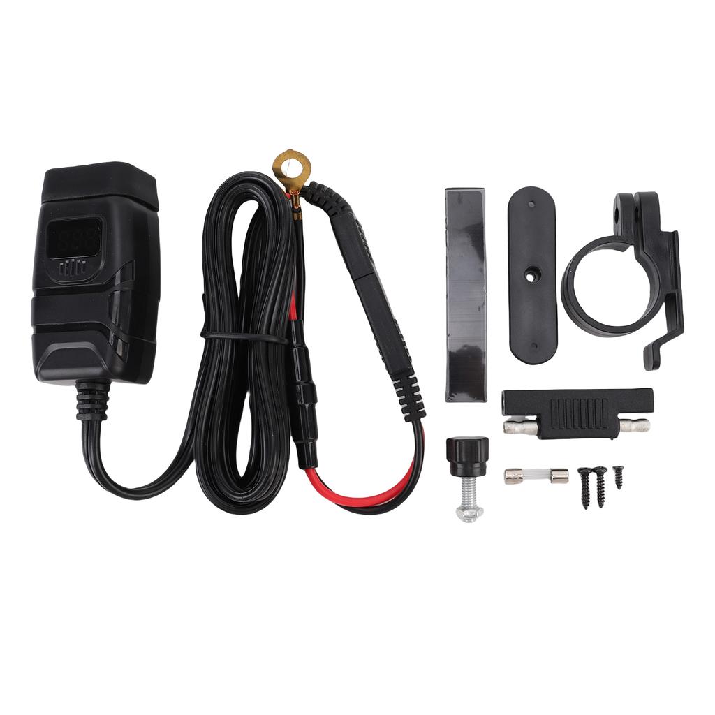 Motorcycle Phone Charger USB Type C Rain Proof Fast Charging Motorcycle Handlebar Charger with Voltmeter and Switch for