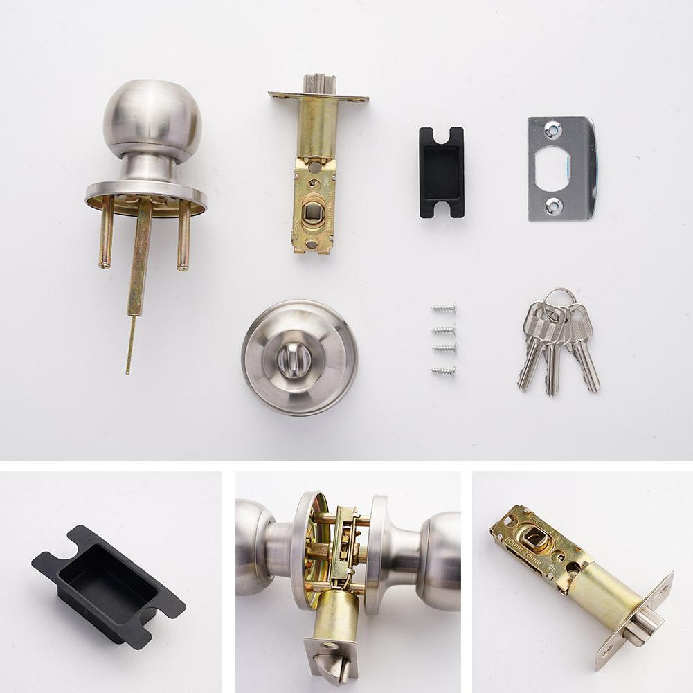 Трехстержневая сферическая дверная ручка-замок Ключевой входной проходной шариковый замок Стандартный с входом Никель с ключом Матовая ручка W2H9