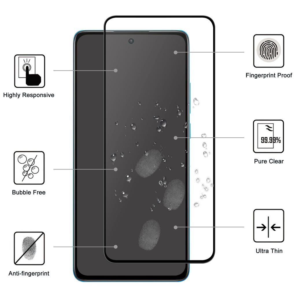 Для OnePlus Nord CE4 Lite 5G AGC Glass Screen Protector Full Glue Black Edge Phone Screen Film