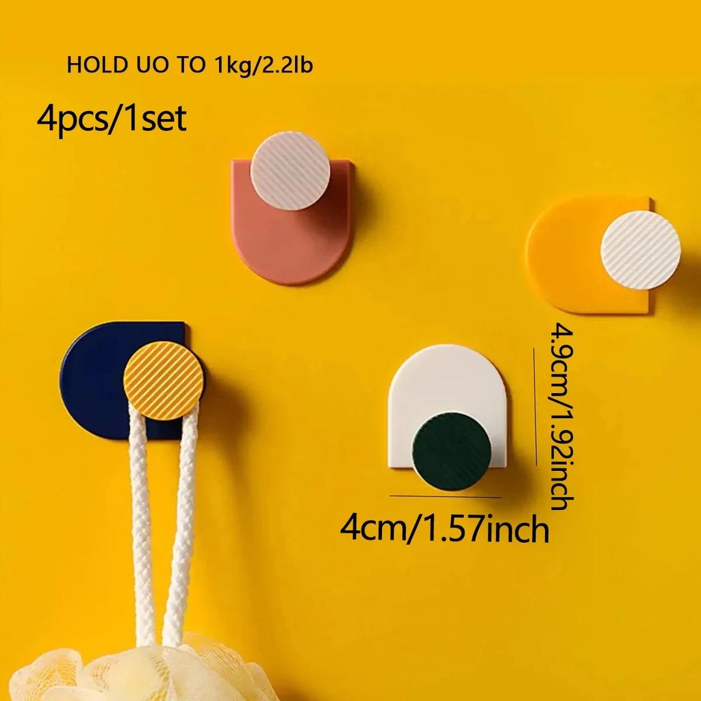 4 шт. - Премиальные самоклеящиеся настенные крючки - Легкая установка, Экономия места, Крючки для полотенец/одежды для подвешивания шляп в ванной, кухне или спальне