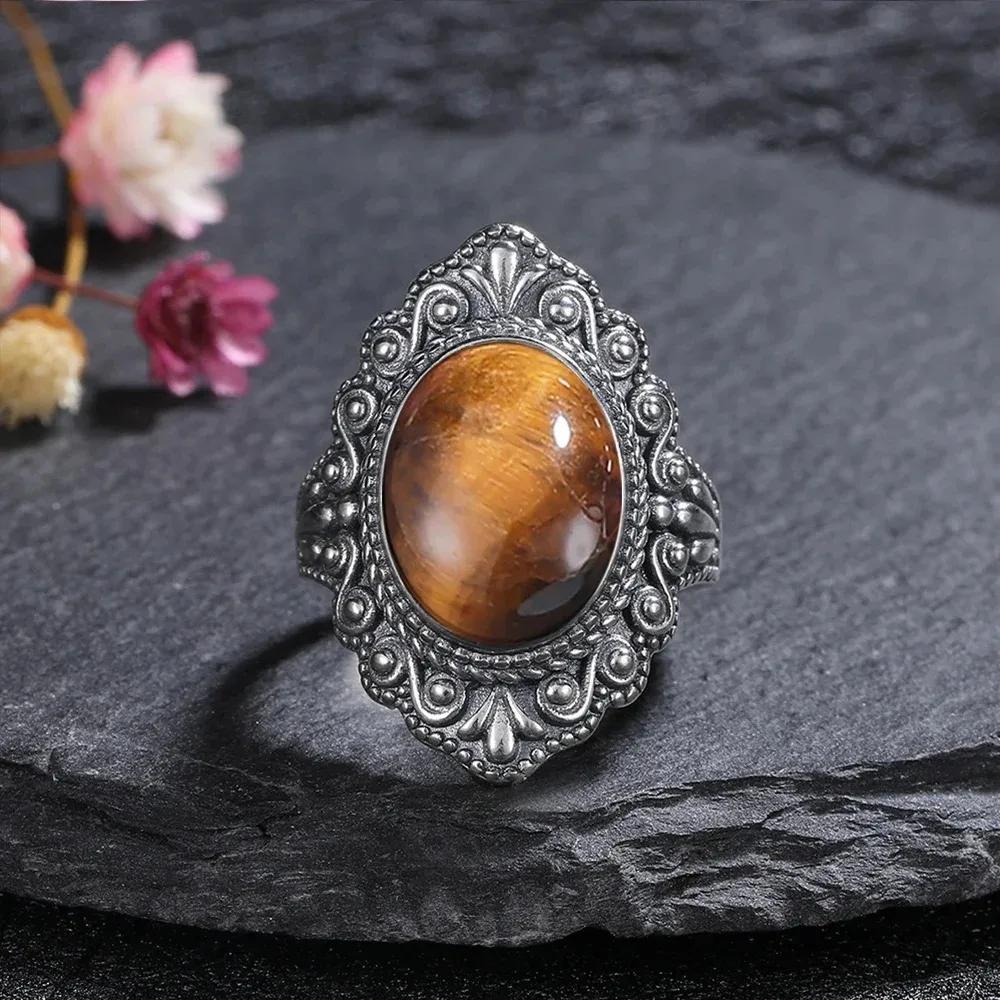 Винтажное Серебряное Кольцо Овальное Натуральный Лабрадорит Кольца На Палец Ретро Черный Оникс Тонкие Ювелирные Изделия Вечеринка Для Женщин Мужчин