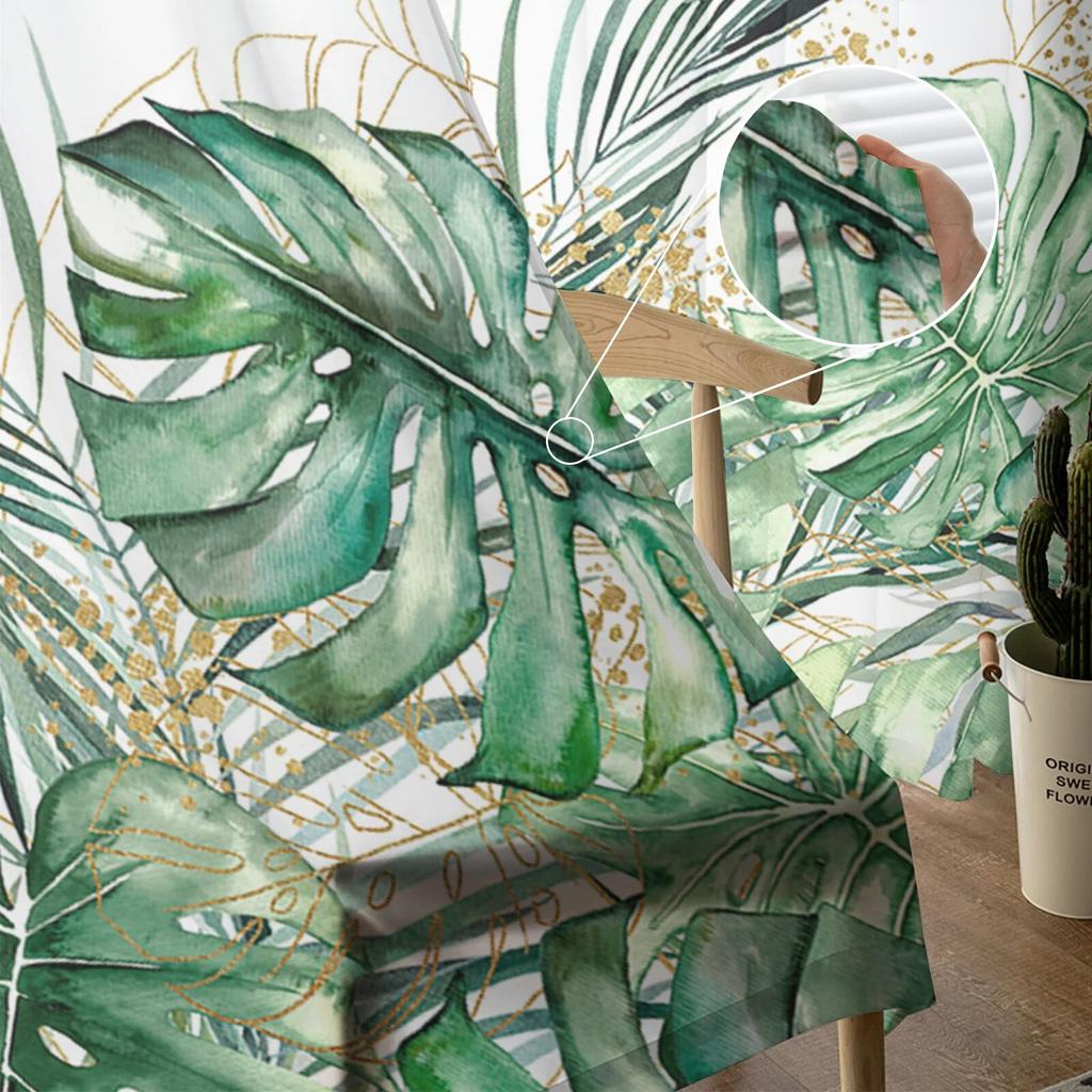 Ins стиль тропические растения пальмовый лист банановый лист прозрачные шторы спальня гостиная вуаль оконные шторы тюлевые шторы детская комната