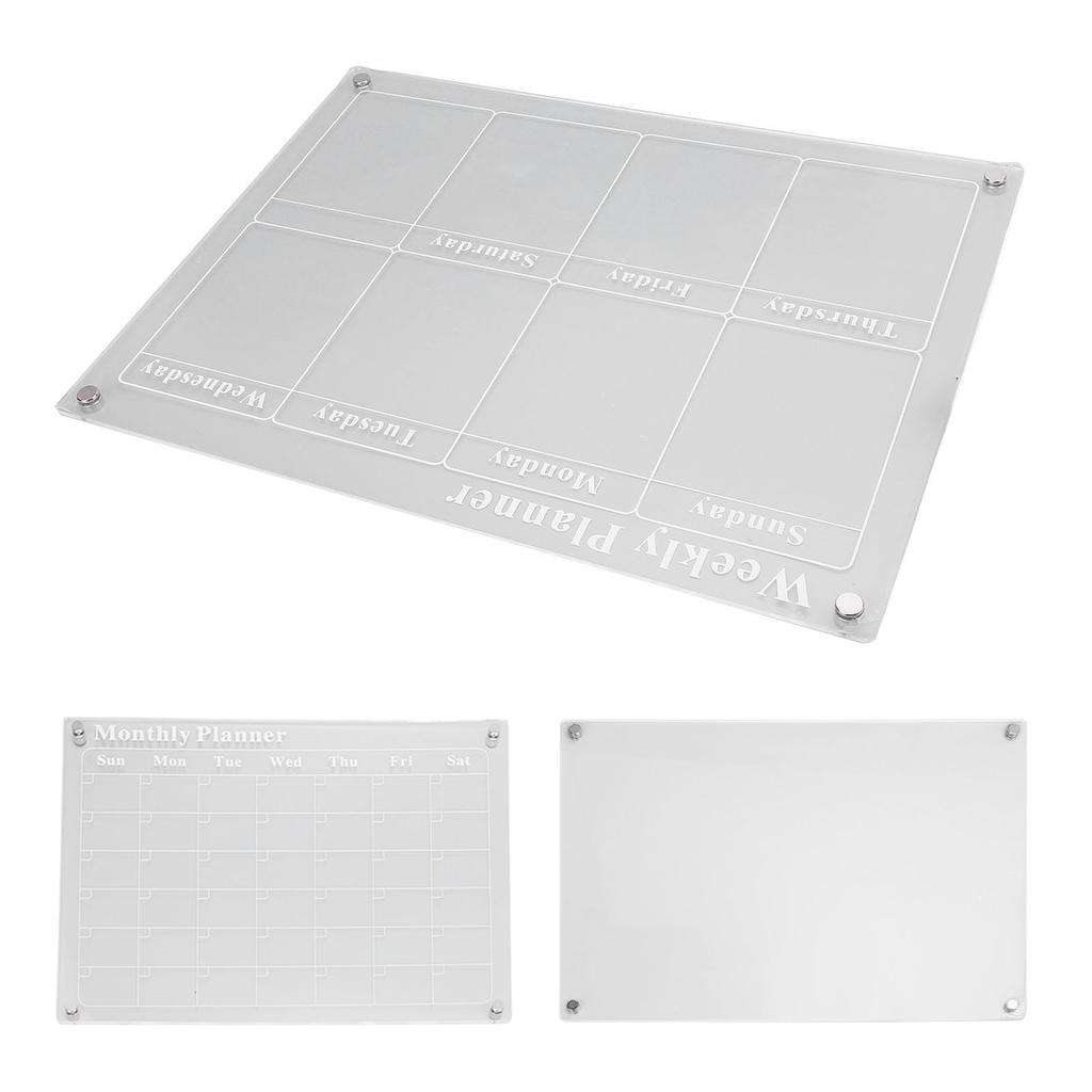 3Pcs Planning Board Set Acrylic Clear Dry Erase Blank Weekly Monthly Planner Board with 6 Pens 15.7x11.8in