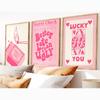 Плакат Lucky You с розовым принтом, настенное искусство, ретро, модное, эстетичное, забавное, искусство, минималистская картина на холсте, декор для дома и спальни