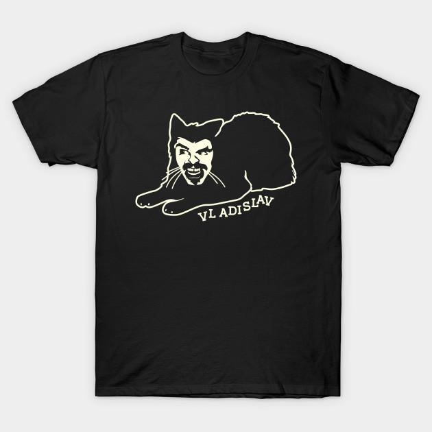 Asian Size Men Black Print T-shirt Vladislav Cat No-Cut Heat Transfer Print Cotton Tshirt