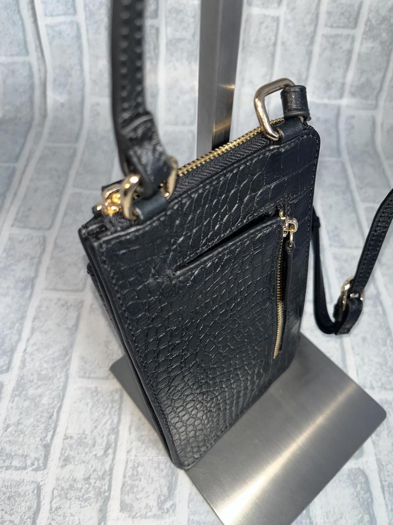 Smartphone Pochette Genuine Cow Leather Croco Embossed Men Cowhide Genuine Leather Smartphone Pochette Smartphone Pouch Travel Pochette Travel Pouch