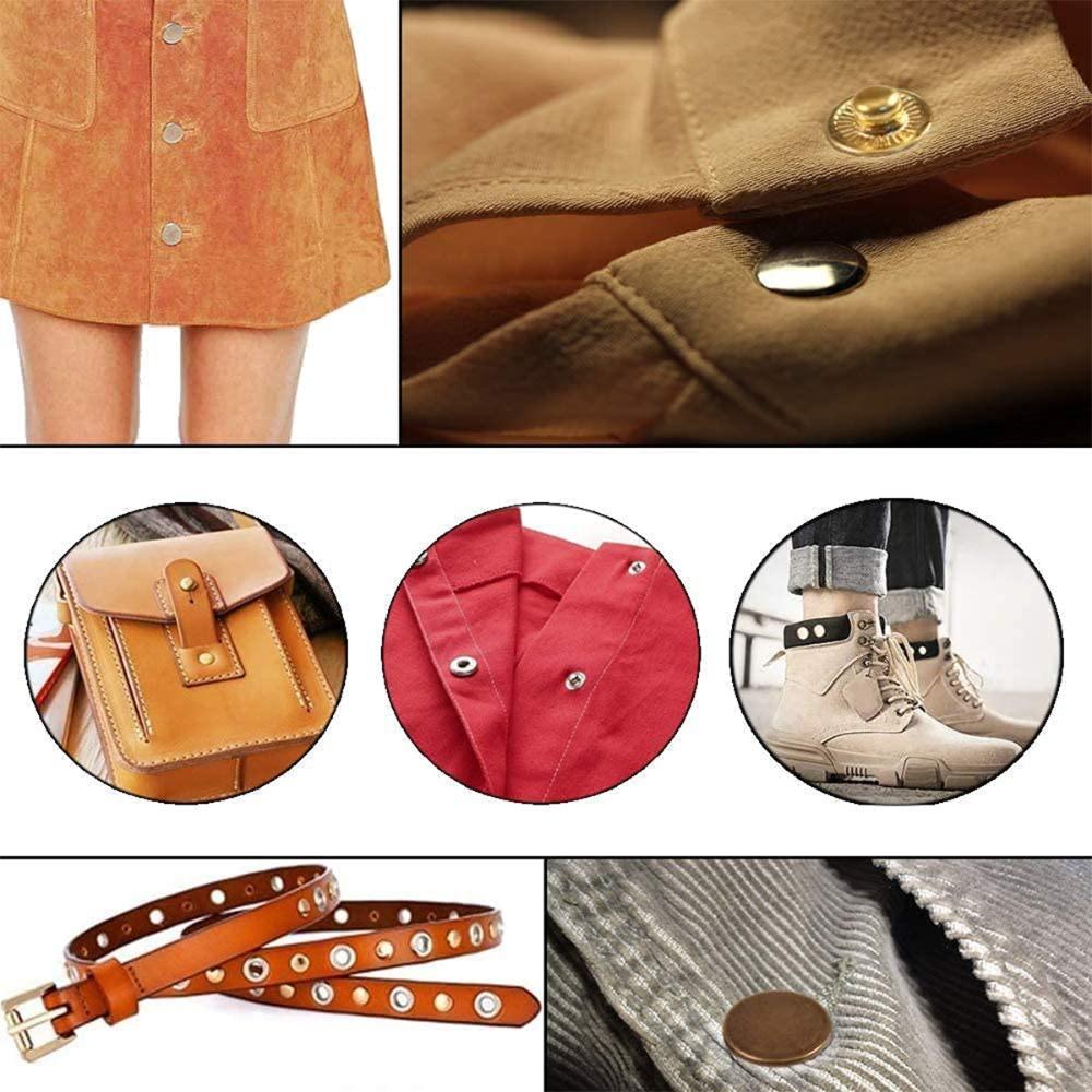 200Pcs Boxed Snaps Buttons Set Double Cap Leather Punch Pliers Durable Snap Fastener Kit DIY Craft