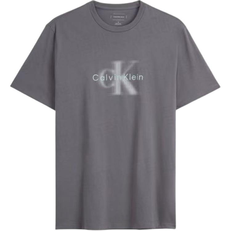 Calvin Klein Повседневная удобная футболка с надписью, круглым вырезом и коротким рукавом, мужские топы, серый 8RB845G-030