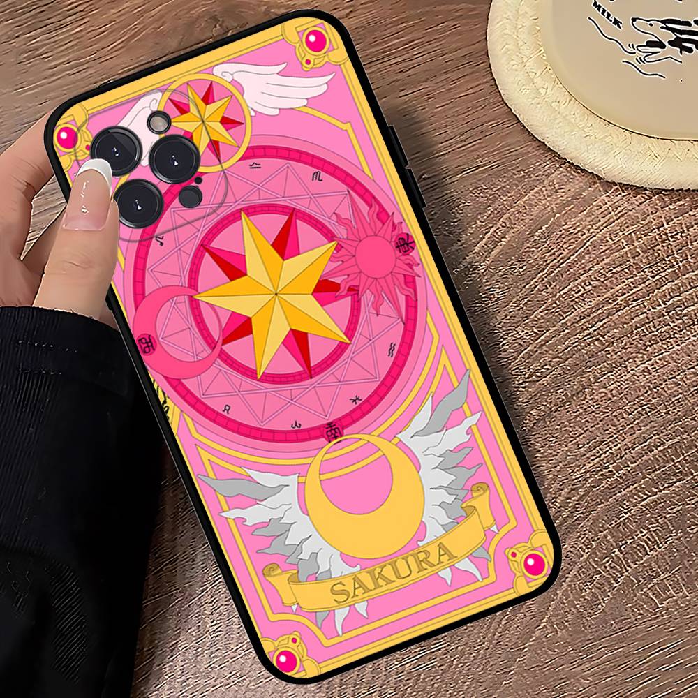 Чехол для телефона Anime C-CardcaptorS S-Sakura для iPhone 17 16 15 14 13 12 11 Pro Max Plus Черный