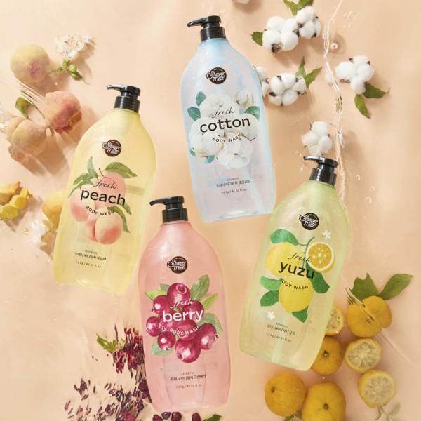 Гель для душа Shower Mate Фрукты 4 вида(Персик / Хлопок / Ягода / Юдзу) 1200г, корейская косметика