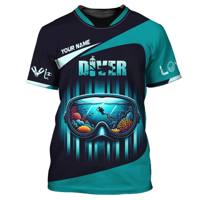3D Принт Дайвер Футболки Топы Лето Короткий Рукав Повседневная Футболка для Подводного Плавания для Мужчин Одежда Мужская Футболка