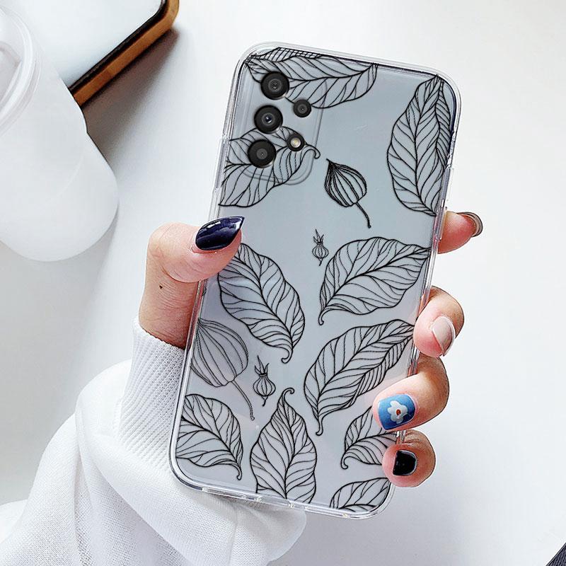 Чехол для телефона Samsung A53 5G A33 Цветочный силиконовый чехол для Samsung Galaxy A73 Fundas Coque Прозрачный мягкий Capas Цветочный ТПУ