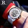 Automatic Tourbillon Mechanical Watch with Skeleton Transparent 30M Water Luminous Double Push Butterfly Solid Steel Stylish Business Watch for