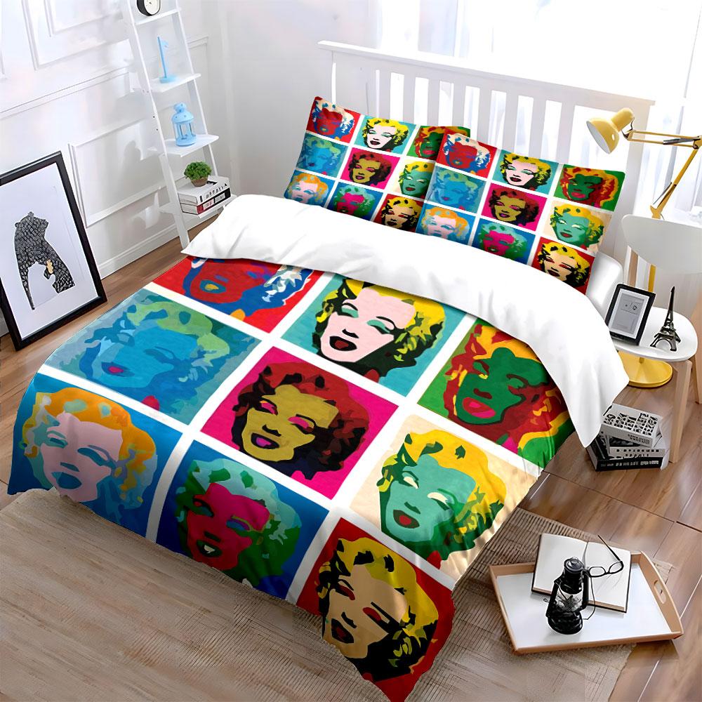 Pop Art Colorful Portrait Set Bedding Duvet Cover Set Duvet Cover Pillowcases (1*Duvet Cover 2*Pillowcases, without duvet insert)
